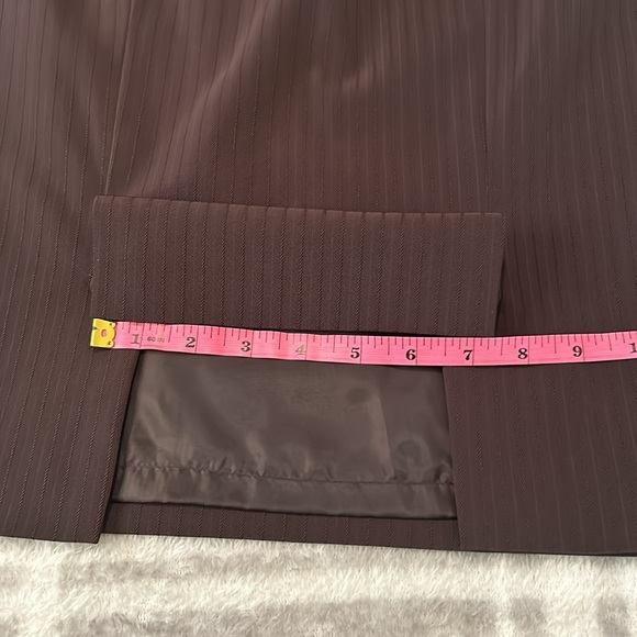 Antonio Melani brown bodycon sz 0 Double back slit mini skirt textured pinstripe - Picture 8 of 9